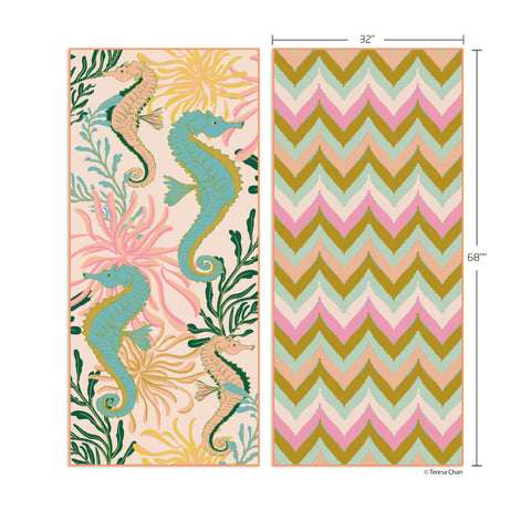 Art by Teresa Chan, seahorses microfiber beach towel, Lightweight, packable, machine washable, sand proof,
best microfiber beach towel, artist designed towels