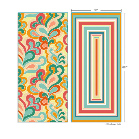 Paisley Pop Microfiber Go Big Towel, reversible microfiber beach towels, artistic towels, beach towel, retro geometric pattern pool towel