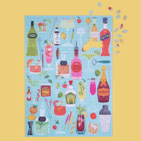 5 O'Clock Somewhere 1000 Piece Puzzle, art by helen black, puzzle lovers, 1000 piece puzzle, jigsaw puzzles, cocktail puzzle, 
100% recycled & non-toxic, puzzle gifts