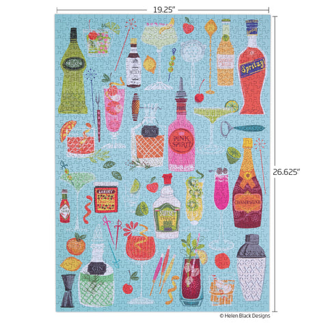 5 O'Clock Somewhere 1000 Piece Puzzle, art by helen black, puzzle lovers, 1000 piece puzzle, jigsaw puzzles, cocktail puzzle, 
100% recycled & non-toxic, puzzle gifts