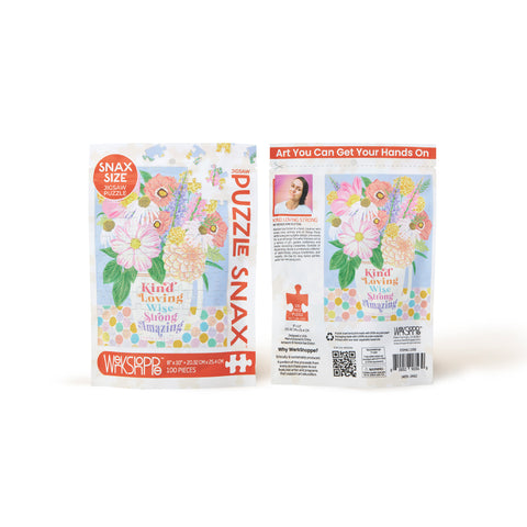 Kind Loving Strong 100 Piece Puzzle Snax, Art by Kenzie Kae Elston, puzzles for beginners, jigsaw puzzles for kids