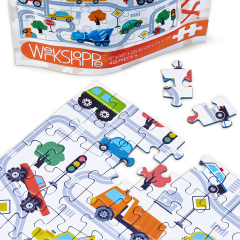 Trucks and Transportation 48 Puzzle Piece Snax, puzzles for beginners, jigsaw puzzles for kids