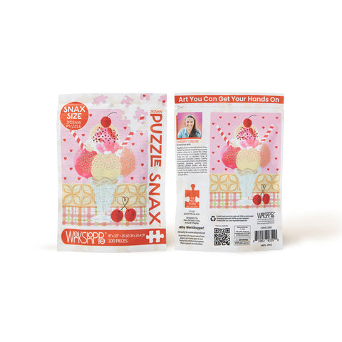 Art by Magrikie Berg, Cherry Sundae 100 piece puzzle, ice cream puzzle for kids, artist designed puzzles