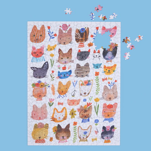 Art by Carolyn Gavin, kitty parade puzzle, cat lovers, 500 piece puzzles online, jigsaw puzzles