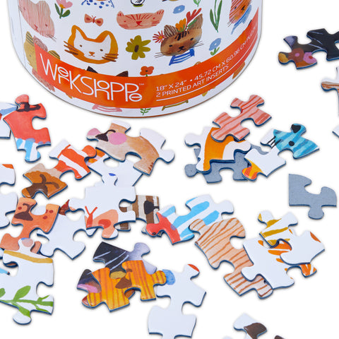 Art by Carolyn Gavin, kitty parade puzzle, cat lovers, 500 piece puzzles online, jigsaw puzzles