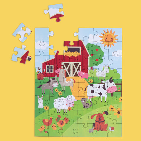 Farm Life 48 Piece Puzzle Snax, animals, 48 piece puzzle for kids, mini puzzle, travel size puzzles, gifts for kids