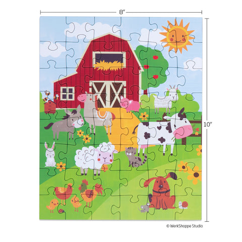 Farm Life 48 Piece Puzzle Snax, animals, 48 piece puzzle for kids, mini puzzle, travel size puzzles, gifts for kids