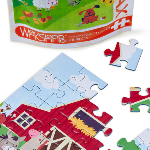 Farm Life 48 Piece Puzzle Snax, animals, 48 piece puzzle for kids, mini puzzle, travel size puzzles, gifts for kids