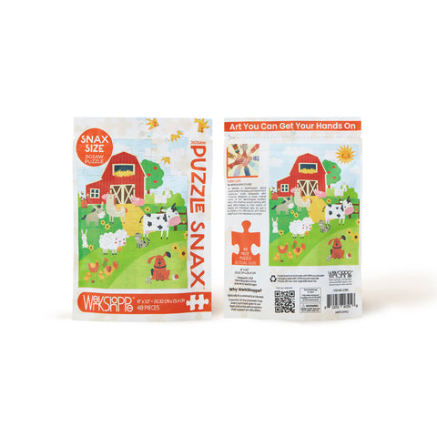 Farm Life 48 Piece Puzzle Snax, animals, 48 piece puzzle for kids, mini puzzle, travel size puzzles, gifts for kids