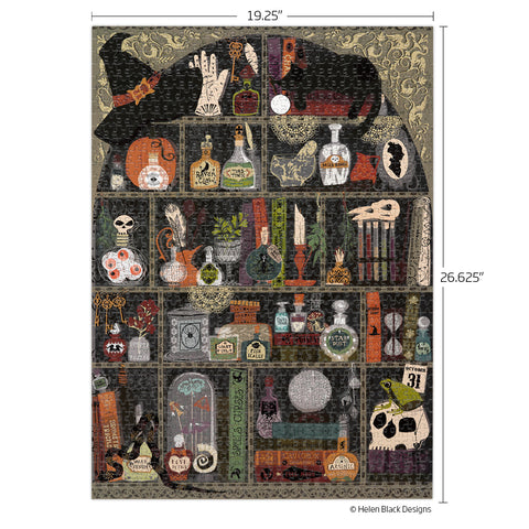 Agatha's Apothecary 1000 Piece Puzzle, art by helen black, jigsaw puzzle, 100% recycled & non-toxic, puzzle gifts, halloween,
artist designed puzzles, unique puzzles