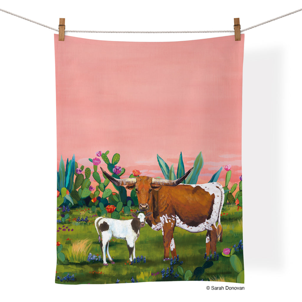 Werkshoppe Longhorns Tea Towel