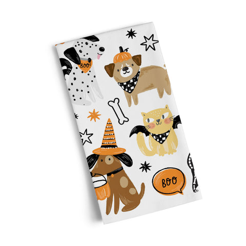 Pumpkin Patch 100% Cotton Tea Towel, halloween, fall, artistic cotton towels, cotton tea towels, kitchen decor, 100% cotton kitchen towel, dogs, cats