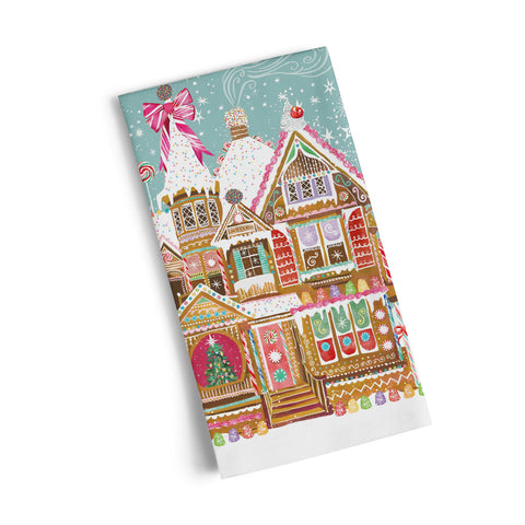 art by katie daisy, gingerbread house, holiday kitchen towel, colorful towels, unique dish towels,
tea towels cotton, kitchen towels cotton