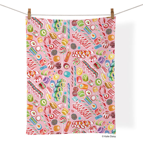 art by katie daisy, holiday sweets towel, christmas, artistic cotton towels, cotton tea towels, kitchen decor, 100% cotton kitchen towel,
where to buy tea towels, tea towels for sale,