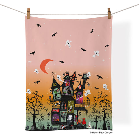 halloween towel, haunted house towel, holiday kitchen towels, cool dish towels, cotton kitchen towels,
colorful towels, unique dish towels,