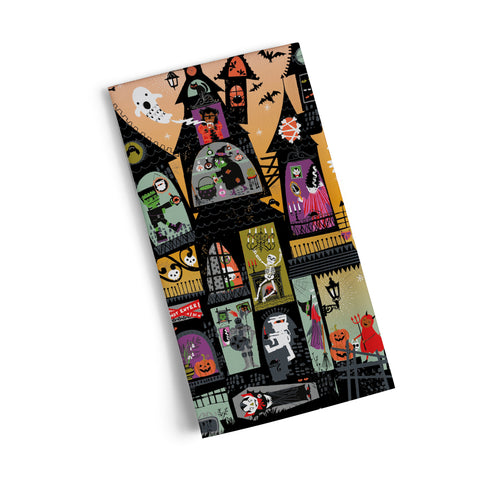 halloween towel, haunted house towel, holiday kitchen towels, cool dish towels, cotton kitchen towels,
colorful towels, unique dish towels,