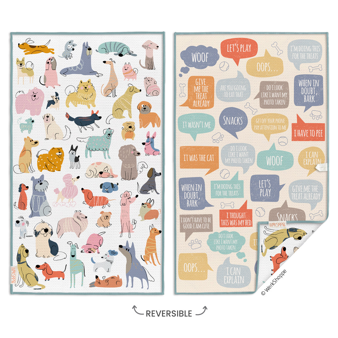 If Dogs Could Talk Microfiber Kitchen Towel, funny dogs, dog lovers, animals, best kitchen towels, microfiber tea towels, unique kitchen towels 