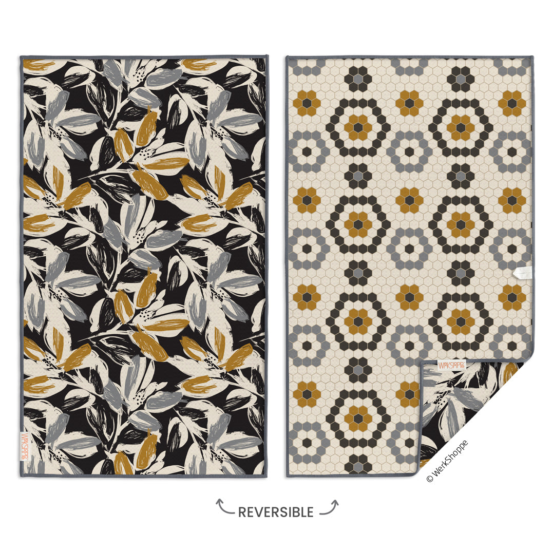 Leaf Tiles Microfiber Kitchen Towel, tile pattern, reversible microfiber towels, artistic kitchen towels, kitchen towels