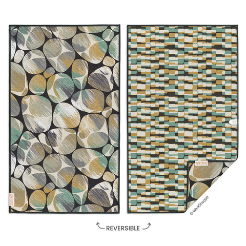 river rocks microfiber towel, retro design, reversible microfiber towels, artistic kitchen towels, designed by WerkShoppe