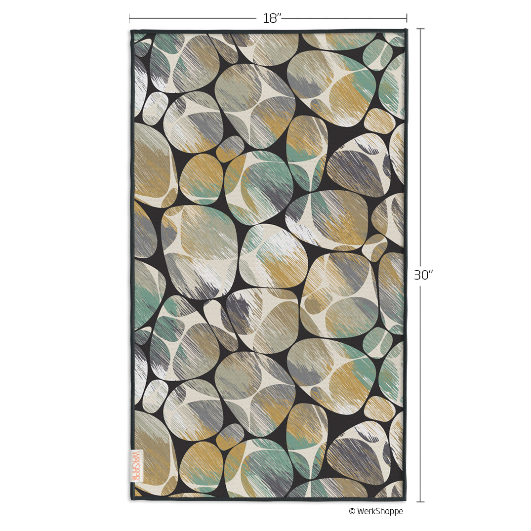 river rocks microfiber towel, retro design, reversible microfiber towels, artistic kitchen towels, designed by WerkShoppe