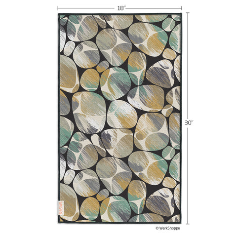 river rocks microfiber towel, retro design, reversible microfiber towels, artistic kitchen towels, designed by WerkShoppe