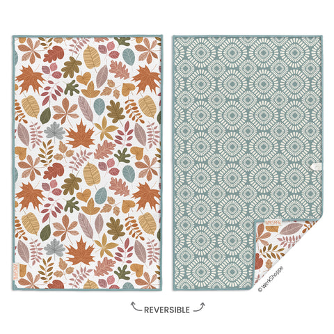 leaf impressions, fall leaves, reversible microfiber towels, artistic kitchen towels, kitchen towels
eco-friendly microfiber towels, ultra-absorbent, quick drying