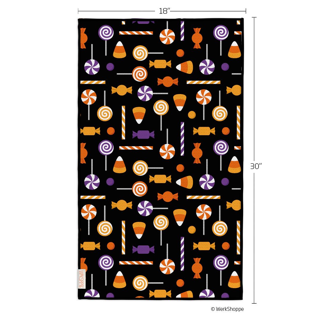 Halloween treats, halloween candy, holiday kitchen towels, best kitchen towels, microfiber tea towels, artist designed kitchen towels, striped pattern