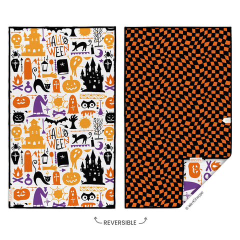 Halloween icons towel, halloween, checkered print, reversible microfiber towels, artistic kitchen towels, kitchen towels
eco-friendly microfiber towels, ultra-absorbent, quick drying