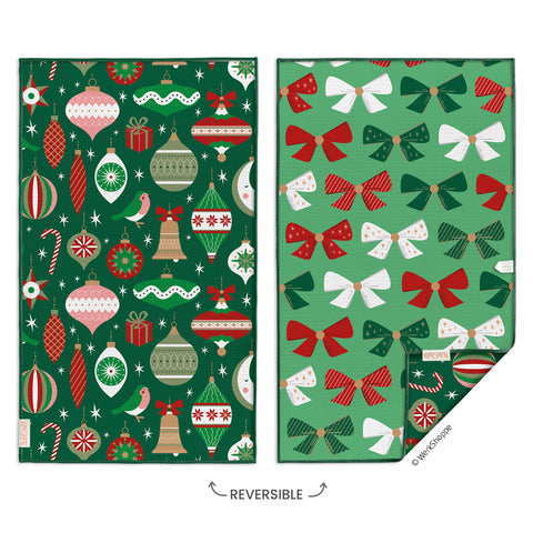Ornaments & Bows Microfiber Towel, christmas, holiday, red & green, reversible microfiber towels, artistic kitchen towels, kitchen towels
eco-friendly microfiber towels
