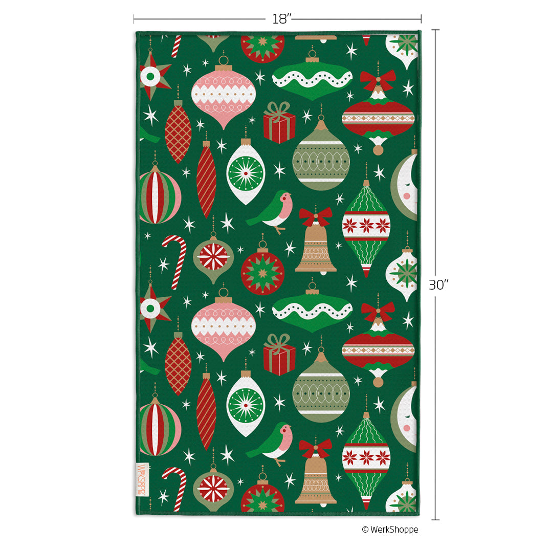 Ornaments & Bows Microfiber Towel, christmas, holiday, red & green, reversible microfiber towels, artistic kitchen towels, kitchen towels
eco-friendly microfiber towels