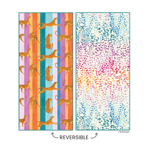 leopard stripes microfiber beach and pool towel, best microfiber beach towel, artist designed towels, leopard print