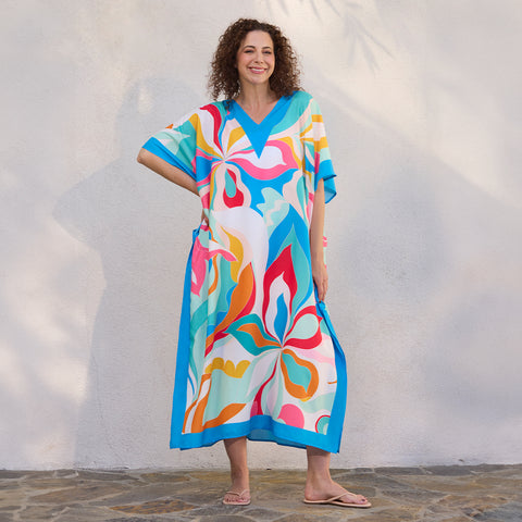 Palm Springs Caftan, pool & beach cover up, artist designed caftan, kaftan beach coverup, resortwear