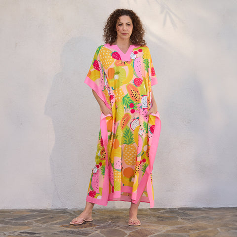 Squeeze The Day Caftan, pool & beach cover up, artist designed caftan, kaftan beach coverup, resortwear