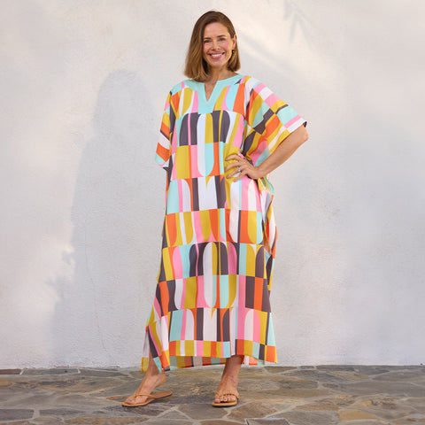 Oahu breeze caftan, pool & beach cover up, artist designed caftan, kaftan beach coverup, resortwear