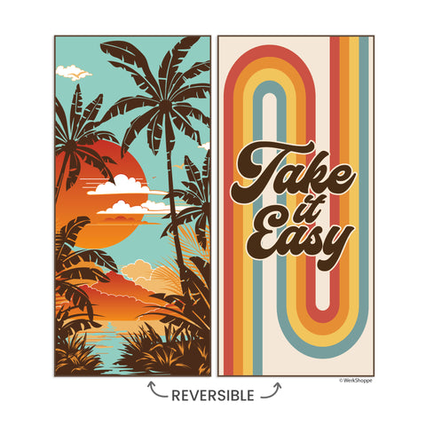 Take It Easy GO BIG Towel, tropical sunset, Lightweight, packable, machine washable, sand proof
