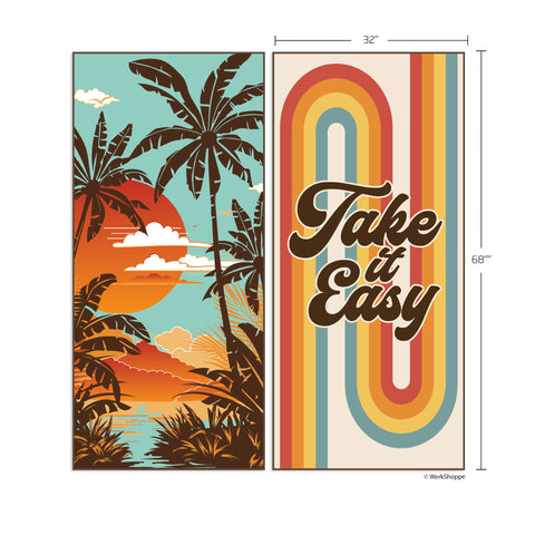 Take It Easy GO BIG Towel, tropical sunset, Lightweight, packable, machine washable, sand proof