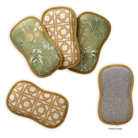 dual-sided reusable kitchen sponges, machine washable kitchen sponges, scrubby set, non-abrasive waffle weave microfiber sponge,
set of 4 reusable kitchen scrubbies, kitchen herbs scrubby set