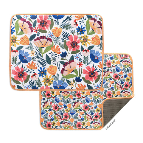 Field Of Flowers Dish Drying Mats, art by Kate Lower, microfiber dish drying mats, Ultra Absorbent & Quick Drying
High performance waffle weave,
set of 2, machine washable,
artist designed kitchen essentials