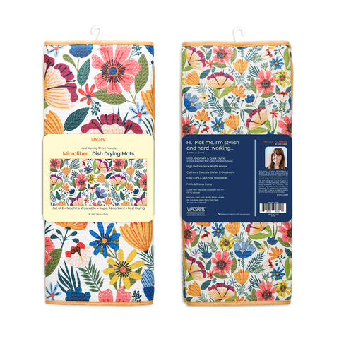 Field Of Flowers Dish Drying Mats, art by Kate Lower, microfiber dish drying mats, Ultra Absorbent & Quick Drying
High performance waffle weave,
set of 2, machine washable,
artist designed kitchen essentials