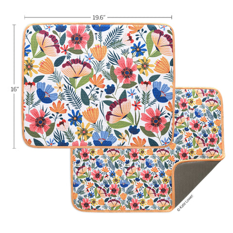 Field Of Flowers Dish Drying Mats, art by Kate Lower, microfiber dish drying mats, Ultra Absorbent & Quick Drying
High performance waffle weave,
set of 2, machine washable,
artist designed kitchen essentials