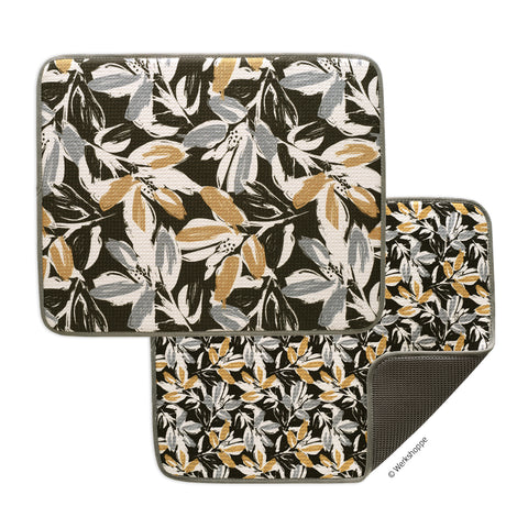 Leaf Tiles Dish Drying Mats, microfiber dish drying mats, Ultra Absorbent & Quick Drying, High performance waffle weave
set of 2, machine washable