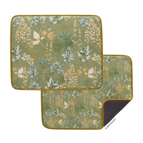Kitchen Herbs Dish Drying Mats, microfiber dish drying mats, Ultra Absorbent & Quick Drying, High performance waffle weave
set of 2, machine washable