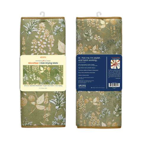 Kitchen Herbs Dish Drying Mats, microfiber dish drying mats, Ultra Absorbent & Quick Drying, High performance waffle weave
set of 2, machine washable