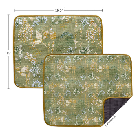 Kitchen Herbs Dish Drying Mats, microfiber dish drying mats, Ultra Absorbent & Quick Drying, High performance waffle weave
set of 2, machine washable