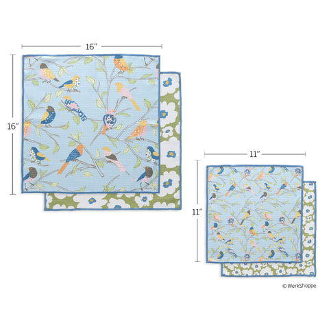 set of 4 microfiber dish towels, kitchen towels, all purpose towels, waffle weave dish towels, high performance waffle weave kitchen towels, set of microfiber towels, floral finch & friends microfiber kitchen dish cloths, microfiber tow