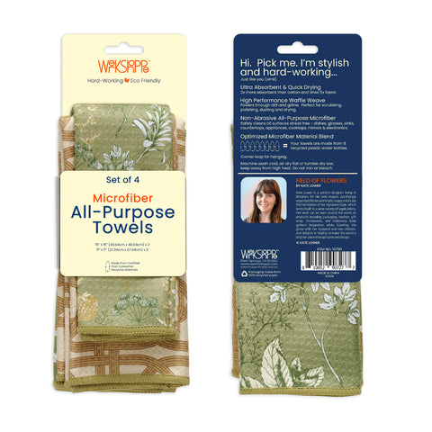 Kitchen Herbs All Purpose Towel Set, high performance waffle weave kitchen towels, set of 4 microfiber towels, dish towel sets, microfiber dish towels, microfiber towel sets