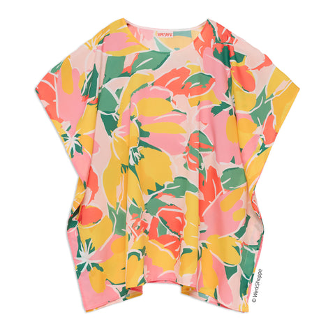 Dahlia Garden Halftan, Half-length caftan, pool & beach cover-up, kaftan, longewear, resortwear