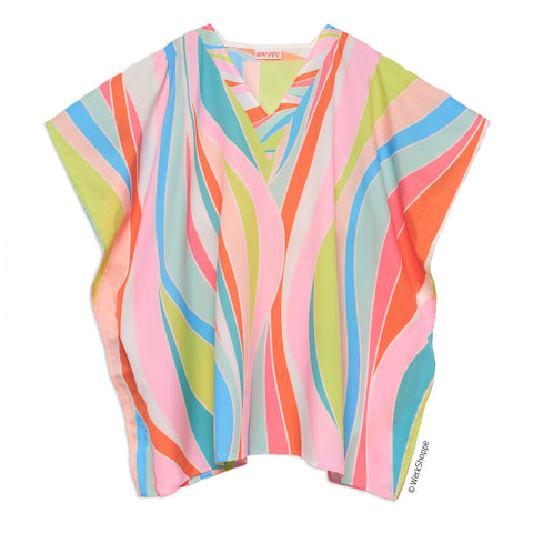 Wavy Stripe Halftan, Half-length caftan, 
pool & beach cover-up, kaftan, loungewear, resortwear