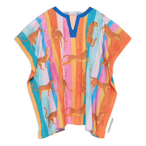 Leopard Stripe Halftan, Half-length caftan, pool & beach cover-up, kaftan, loungewear, resortwear