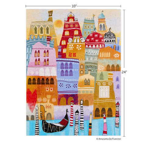 Art by the Amaranta De Francisci, Venice 500 piece jigsaw puzzle, 100% recycled & non-toxic, puzzle gifts